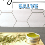 Diy plantain salve on a cutting board.