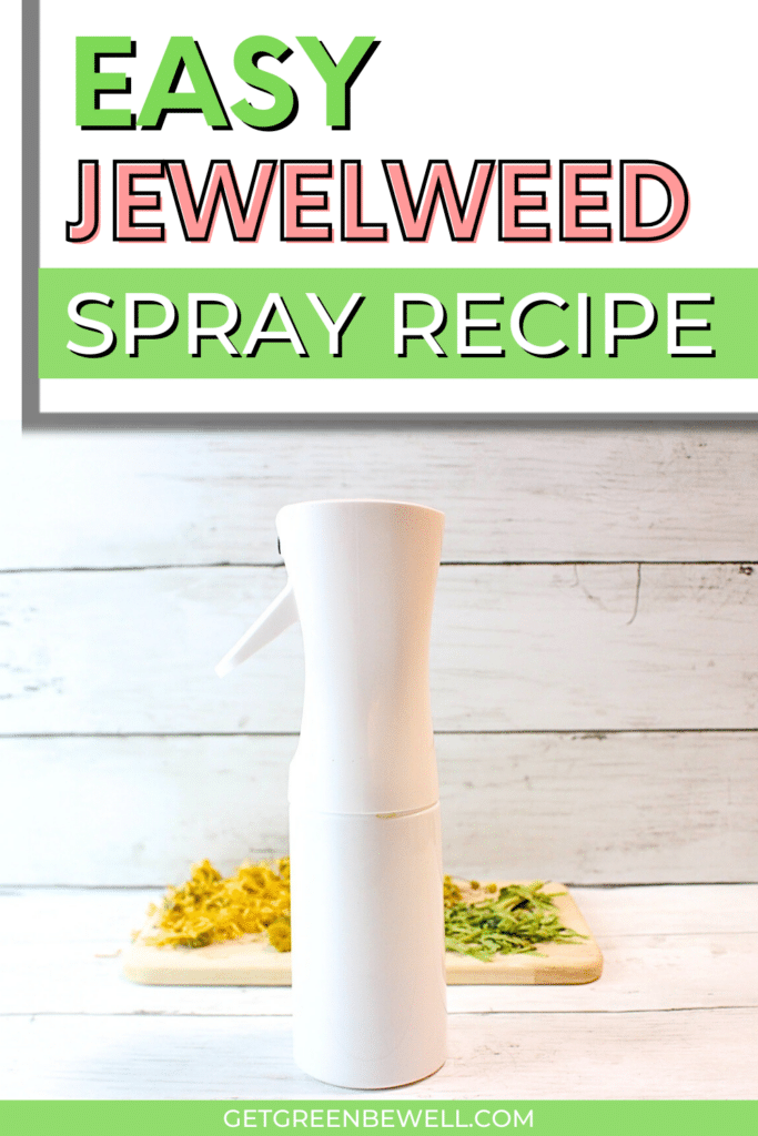 A spray bottle on a cutting board.
